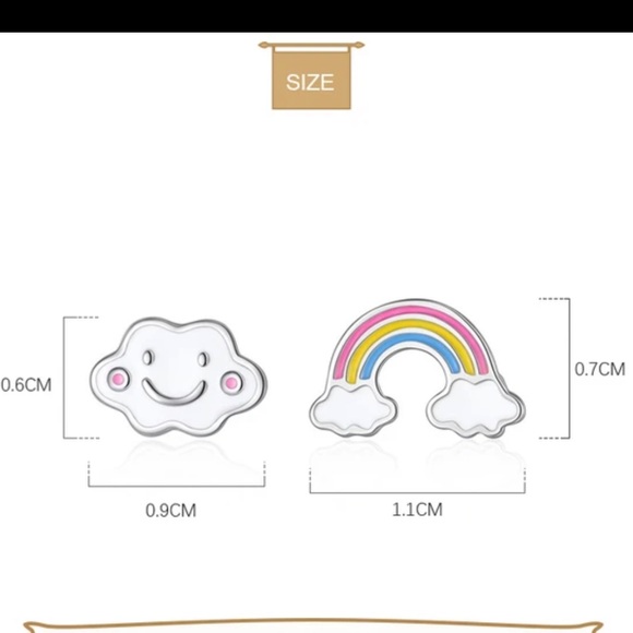Sterling Silver 925 Sterling Rainbow & Cloud Earring - Picture 5 of 5